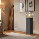 Delemopure 4-in-1 Windlicht Säule Hoch 89 cmTerressenfeuer fur Indoor und Outdoor,Deko Laterne mit Deko-Steine,Tischfeuer Windlicht StandKamin und pflanzkübel bodenvase groß All in One (Schwarz)