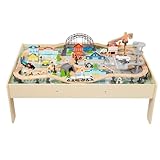 Amazon Basics 120-teiliges Eisenbahn-Set und Tisch, 120,4 x 85 x 41 cm, Verschiedene
