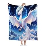 Dozrmey Fleece Decke Beidseitig Getragen WeißEr PhöNix, 130x150 cm aus Weichem Flanell Waschbar und Pflegeleicht für Täglichen Gemütlichkeit, Flanelldecke für Couch Sofa Singlebett D390