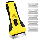 Phantasy® Ceranfeldschaber Herdkratzer mit 5 Ersatzklingen, Ceranfeld Kratzer Glasschaber Ceranfeldreiniger für Cerankochfeld Schaber Küchenschaber Set für Kochfeld, Backofen, Glaskeramik