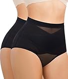 Gotoly 2er Pack Damen Shapewear Unterhose Bauchweg Miederhose Niedrige Taille Miederslip Bauchkontrolle Miederpant Figurformende Unterwäsche Shaping Body Shaper für Frauen