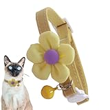 Katzenhalsband, Welpen-Halskette, verstellbar, niedliches Blumenhalsband mit Glöckchen, bequeme Halskette für Katzen, Hunde, tägliche Dekoration, Haustiere