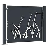 vidaXL Gartentor, Gartentür mit Gras-Design, Abschließbar Hoftor Eingangstor für Garten Terrasse, Tor Zauntor Gartenpforte, Anthrazit 100x100 cm Stahl