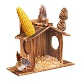Eichhörnchen-Futterspender aus Holz, Eichhörnchenhäuser für den Außenbereich, Eichhörnchen-Picknick-Tisch-Futterspender für den Außenbereich, Eichhörnchen-Boxen-Set mit abnehmbarem Frontfenster