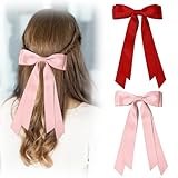 Haarschleife, 2 Stück Haarschleifen, Haarbandschleife, Haarspange, Haarschmuck für Frauen und Mädchen, Haarspangen für Frauen (Weinrot und Dunkelrosa)