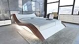 Sofa Dreams Komplettbett Frankfurt mit Lattenrost und Matratze LED Licht Lederbett in versch. Größen Designerbett (180 x 200 cm, Weiss-Dunkelbraun)