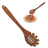 Nudellöffel aus Holz – 32 cm Spaghetti-Servierlöffel mit Schlitzen | Hölzerner Pastalöffel zum Portionieren, Servieren & Rühren | Umweltfreundliche Küchengeräte für Nudeln &