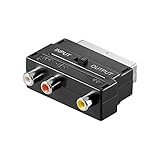 goobay Scart auf Cinch Adapter, mit IN/OUT Schalter, Scart Stecker auf 3x Cinch & S-Video Buchse, bidirektionaler Audio Video Konverter - 50122
