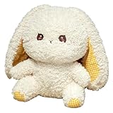KUKUShining Kaninchen Plüsch, Weiches Hase Kuscheltier Mit Schlappohren Stofftier Flauschige Freunde Plüschtier Zum Kuscheln Spielen(White)