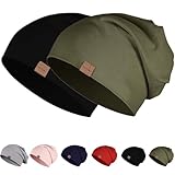 YANIKY Mütze Herren Damen, Slouch Beanie Mütze Baumwolle, Dünne Leichte Mütze, Weich Chemo Mütze, Winddicht Jersey Longbeanie für Alle Jahreszeiten