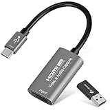 Video-Capture-Karte, Guermok USB 3.0 HDMI auf USB C Audio-Capture Card, 4K 1080P60 Capture Geräte für Gaming Live Streaming Video Recorder, kompatibel mit Windows Mac OS System für PS4/5, Switch, Xbox