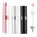 10ML Reise Parfümzerstäuber Nachfüllbar 3Stück Mini Parfum Flakon Leer für unterwegs, Reise Sprühflasche für Damen Herren, Perfume Atomizer, Tragbare Perfume Travel Bottle in Schwarz, Silber, Roségold
