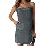 HOMELEVEL Saunakilt für Damen mit Klettverschluss und Tasche aus 100% Baumwolle Sauna Kilt Sarong Anthrazit/Mint, Damen Anthrazit/Mint, S-XXL