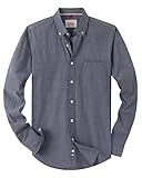 J.VER Oxford Herren Hemd Bügelfrei Regular Fit Hemd Langarm Casual Hemd aus Oxford Button Down Hemd Faltenfrei Freizeithemd mit Tasche,Grau,L