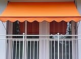 Angerer Freizeitmöbel GmbH Klemmmarkise Standard - Markise für Sonnenschutz - Montage ohne Bohren und Dübeln - ideale Balkonmarkise für Mietwohnungen (Orange, 250 cm)