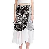 Damen-Badeanzug, kurz, Chiffon, Schwarz, Spritzer, Illustration, Sommer, Strand, Sarong, Bikini, Wickelrock, Badeanzug, mehrfarbig, M/L