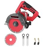 Hancaner Trocken Steintrennsäge 1400Watt Fliesensäge, incl.Ø110 mm Hochfeste-Trennscheibe, 12800U/min & 0-45 Grad Fasenschnitt, von Marmor, Fliese, Keramik, Holz, PVC