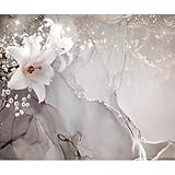 decomonkey Fototapete Blumen Abstrakt 350x256 cm XL Tapete Fototapeten Vlies Tapeten Vliestapete Wandtapete moderne Wandbild Wand Schlafzimmer Wohnzimmer Lilie Steinwand Mauer