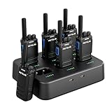 Retevis B64 Walkie-Talkies, 6-Fach-Ladegerät, Funkgerät mit Beidseitiger KI-Rauschunterdrückung, Professionelles, Robustes Walkie-Talkie-Headset für Bar, KTV und Nachtclub (Schwarz, 6er-Pack)
