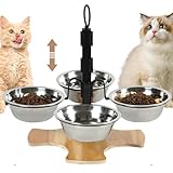 GHIAKQYT Erhöhte Futternäpfe - Futterstation Katzen 4er Set Näpfe Erhöht, Katzennapf Höhenverstellbar, Fressnapf Futterbar mit Ständer 5 Edelstahl Näpfe für Wasser Futter Katzen,kleine Hunde