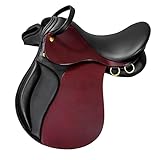 Manaal Enterprises Klassische Qualität, handgefertigt, Leder, Allzweck-Springpferd, Sattelgurt, passende Gurte, Größe 35,6 cm bis 45,7 cm (schwarzer burgunderroter Griff, 40,6 cm)