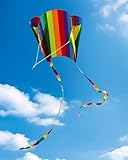 HUVZOR 1 Kinderdrachen, Regenbogendrachen, bunter Langschwanz-Taschendrachen, Drachen mit Schnur, Strandspiel, geeignet für Outdoor-Aktivitäten von Kindern