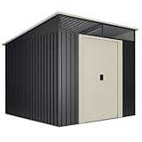 Wasabi - Gartenhaus Metall 5,6m2 Stark – 239x236x203cm - Oberlicht - Doppelte Schiebetür – Anthrazitgrau – Geräteschuppen XL – Gerätehaus Outdoor Wetterfest