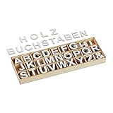 Relaxdays Holzbuchstaben Set, 324 TLG., Großbuchstaben A-Z, Und-Zeichen, 3 cm, kleine Buchstaben zum Basteln, Deko, weiß