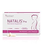 SanaExpert Natalis Pre, Vitamine bei Kinderwunsch & Früh-Schwangerschaft mit 800 µg Folsäure, Quatrefolic, Eisen, Monatspackung à 30 Kapseln (29,4g)