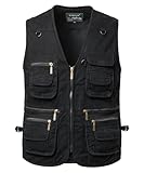 KTWOLEN Anglerweste Herren Arbeitsweste Sommer Hundesportweste Outdoor Multifunktionsweste Ärmellos Jagdweste mit Vielen Taschen, Schwarz, XXL