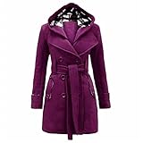 winterjacke damen warm Klein Damen Mantel Winter Winter-Doppel-Jacke gestickte warme Abschnitte Mäntel Stehkragen Mantel Damen(Lila,3XL)