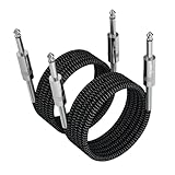 FIBBR 6,35mm Stereo Gitarrenkabel 2m-2 Pack, Nylon Geflochten 6,35 mm auf 6,35 mm Instrumentenkabel TRS Stereo 1/4'' Klinkenkabel für E-Gitarre, Bass, Verstärker, Mixer, Keyboard