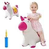 QPAU Fairy Hüpfendes Einhorn, weicher Plüsch bedeckter Hüpfkumpel für Kleinkinder 1-3, aufblasbarer Hüpftier-Trichter für Kleinkind, Baby Mädchen Junge Spielzeug Geschenk 18 Monate 2 3 Jahre alt