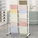 Boutique Schalständer mit Rädern, freistehender Organizer aus Metall, für Schals, Gürtel, Hijabs, stilvolle kommerzielle Bodenausstellung für Zubehör