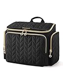 BAGSMART Reise-Kulturbeutel, große, weit offene Reisetasche für Toilettenartikel, Make-up-Kosmetik-Reisetasche mit Griff, Schwarz