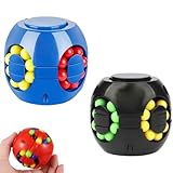 2 Stück Rotating Magic Cube with Balls – Fidget Puzzle Toy, Rotierender Magic Bean Würfel Spielzeug, Rotierender Fingerwürfel Intelligenz Spiele, Geschicklichkeitsspiel für Mädchen und Jungen