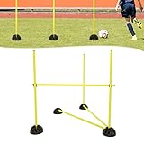 XMTECH Agility Sprungstangen-Set Hürdenset, Trainingsstangen Hindernisse Koordinationshürden für Konditionelles Sprungkraft Dribbling - Gelb (15 Stangen - 100cm, 10X Standfüße, 10 Clips)