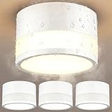 ZIZZLER 4er IP44 Wasserdichte Deckenleuchte Aufputz Weiß für Bad Küchen, LED Aufbauspots Warmweiß 3000K für Wohnzimmer Flur, 12W 1100LM Aufbaustrahler Deckenspot 230V Feuchtraum, Rund Ø100mm*63mm