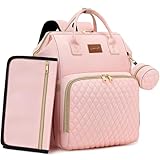 ROSEGIN Wickeltaschen Rucksack für Baby Mädchen – Mit Wickelunterlage, Schnullertasche, Isolierten Taschen, Kinderwagengurten, 35 l Große Kapazität – Süß, Stylisch – Rosa