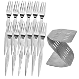 Dessertgabeln - 12-teiliges Edelstahlbesteck Geschirr - Kuchengabeln Mit Aufbewahrungsständer | Für Feiertagsessen, Den Haushalt, Die Küche, Restaurant, Hotel, Mittagessen, Party Und Hochzeitsfeiern