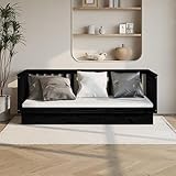 Lauuoeriau Möbelartikel Home Tagesbett ohne Matratze schwarz 100x200 cm Massivholz Kiefer Möbel