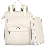 RAINSMORE Baby Wickelrucksack Groß mit Mobiler Wickelauflage Multifunktions Wickeltasche Kinderwagen Rucksack Wasserabweisend Babytasche Diaper Bag für Mama und Papa Weiß