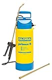GLORIA Drucksprüher primex 5 | 5 L Sprühflasche für Pflanzen & Garten | Messing-Sprühlanze & verstellbare Düse | Anschluss für Kompressor | Ideal für Pflanzenpflege & Pflanzenschutz