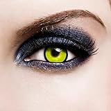 BEAUYWL Farbige Kontaktlinsen ohne Stärke, weiß schwarz rot blau grün gelb Farblinsen für Karneval Fasching Motto Party Anime Halloween Cosplay, Jahreslinsen 2 Stück (gelb mit schwarzring)