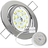 Lampen-Platz 1 Stück flacher LED Einbaustrahler Alina 230V 7W SMD Step-Dimmbar | IP20 | Farbe: Chrom glänzend | Kompakte Einbauleuchte 3000K Warmweiß | Moderner Deckenspot für Wohnbereich & Flur
