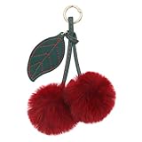 Thinp Kirsch Bag Charm und Schlüsselanhänger - Pompons Plüsch für Geldbörsen, Taschen, Handtaschen - Cherry Bag Charms Geschenke