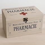 khevga Aufbewahrungsbox mit Deckel: Holz-Box Medikamente Deko (23 x 13 x 13 cm)