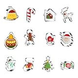 12 Stück Ausstechformen Weihnachten Set,Plätzchenausstecher Weihnachten, Ausstecher Weihnachten Aus Edelstahl Für Fondant Kekse Backen Tortendeko