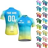 Generisch Personalisiertes Radtrikot, Kurzarmtrikot mit persönlichem Namen/Nummer/Logo, Trikot mit durchgehendem Reißverschluss und Taschen (Stil 4)