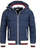 Indicode Herren Marlon Steppjacke in Daunenjacken-Optik | Winterjacke Übergangsjacke Navy Mix M